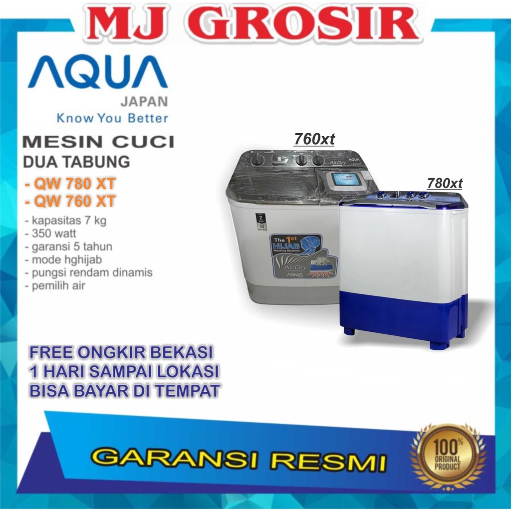 MESIN CUCI AQUA JAPAN QW 760 XT / 780 XT 7KG 2 TABUNG HIJAB SERIES