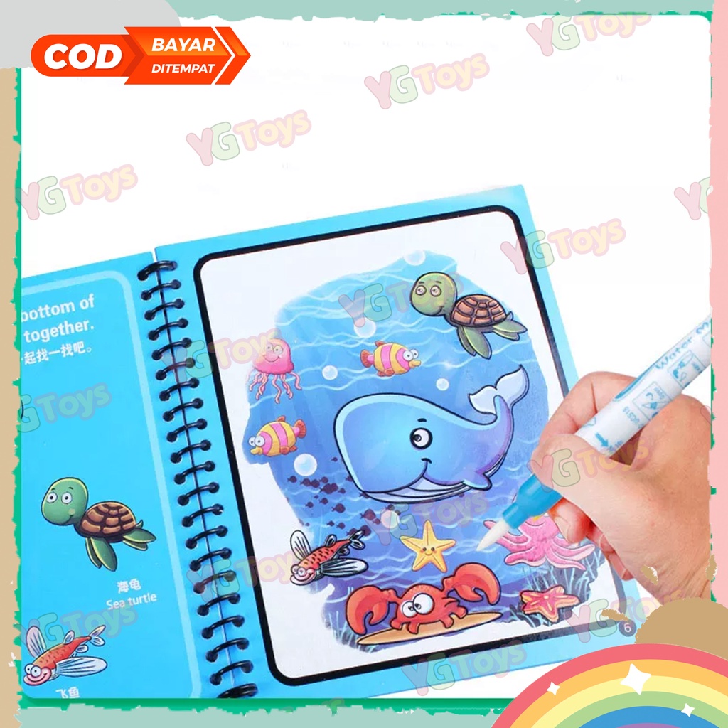 YGtoys Buku Mewarnai Anak Buku Warna Menggambar Ajaib Magic Water Book Water Drawing Book Mainan Edukasi