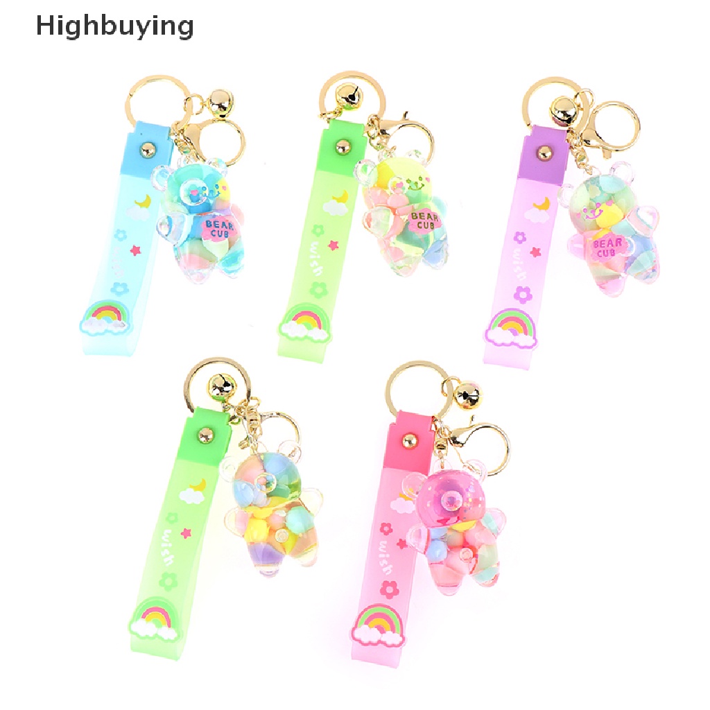 Hbid Kreatif Cairan Minyak Chubby Bear Pasir Hisap Gantungan Kunci Keyring Gadis Tas Liontin Glory