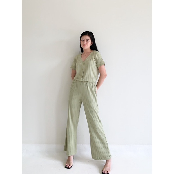 Tanny Set (Top+Pants Comfy dengan tekstur medium rib)