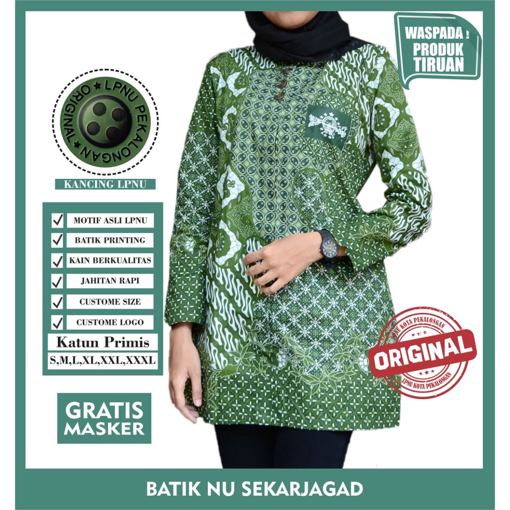 Batik NU Sekar Jagad Batik NU Wanita Blus NU Sekar jagad Seragam NU