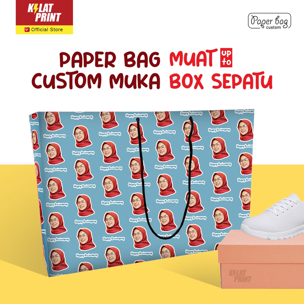 PAPER BAG KADO CUSTOM WAJAH MUKA FOTO SENDIRI LARGE