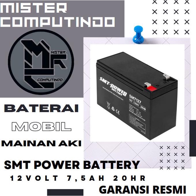 Baterai Mobil Mainan Aki 12 Volt 7,5 Ah Merk SMT POWER Garansi Resmi
