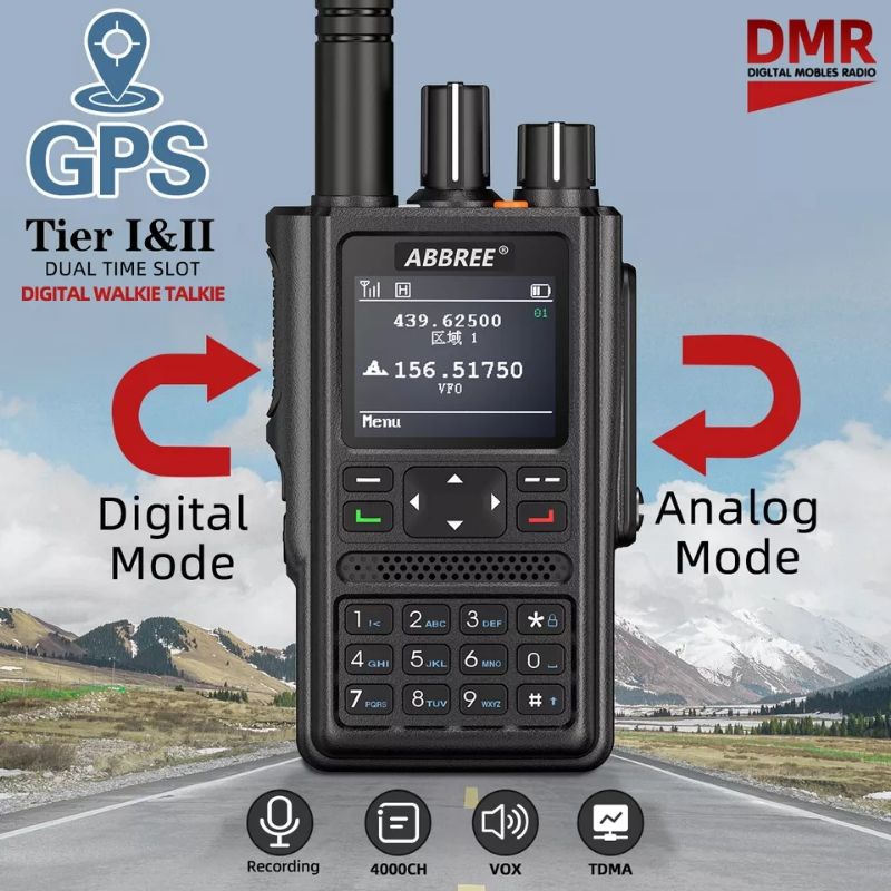 HT ABBREE DM-F8 DMR Digital Walkie Talkie VHF UHF GPS APRS