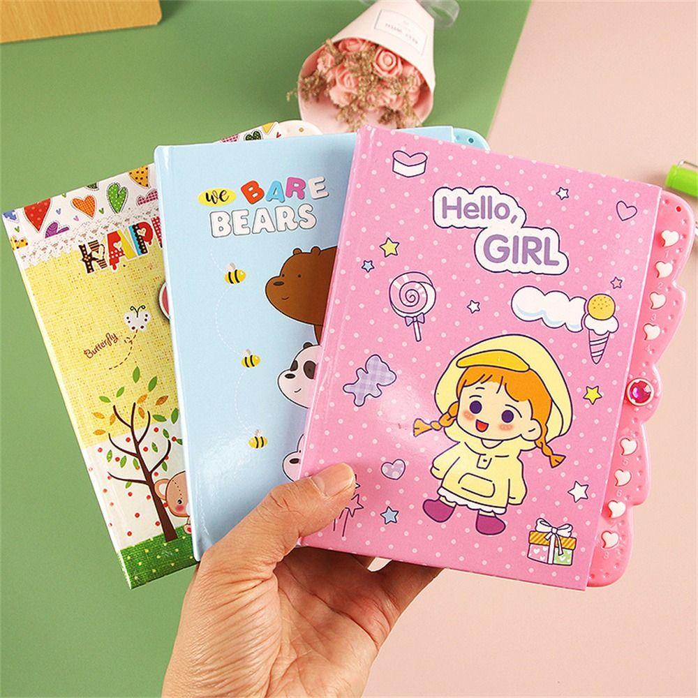 NICKOLAS1 Password Diary Anak Hadiah Perlengkapan Sekolah Animals Small Dengan Kunci Kawaii Notepad