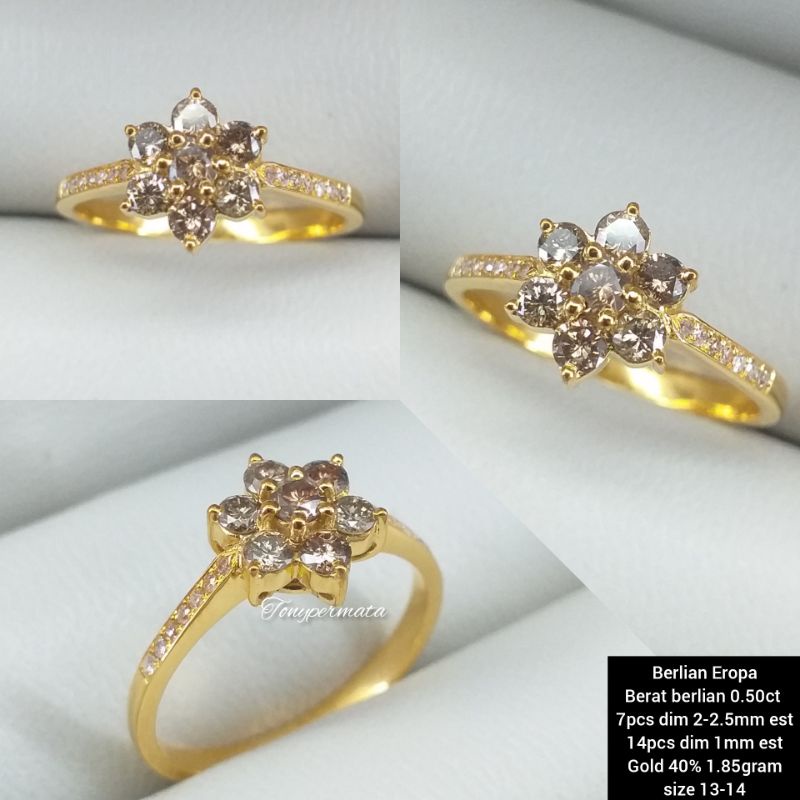 Cincin Emas berlian model bunga
