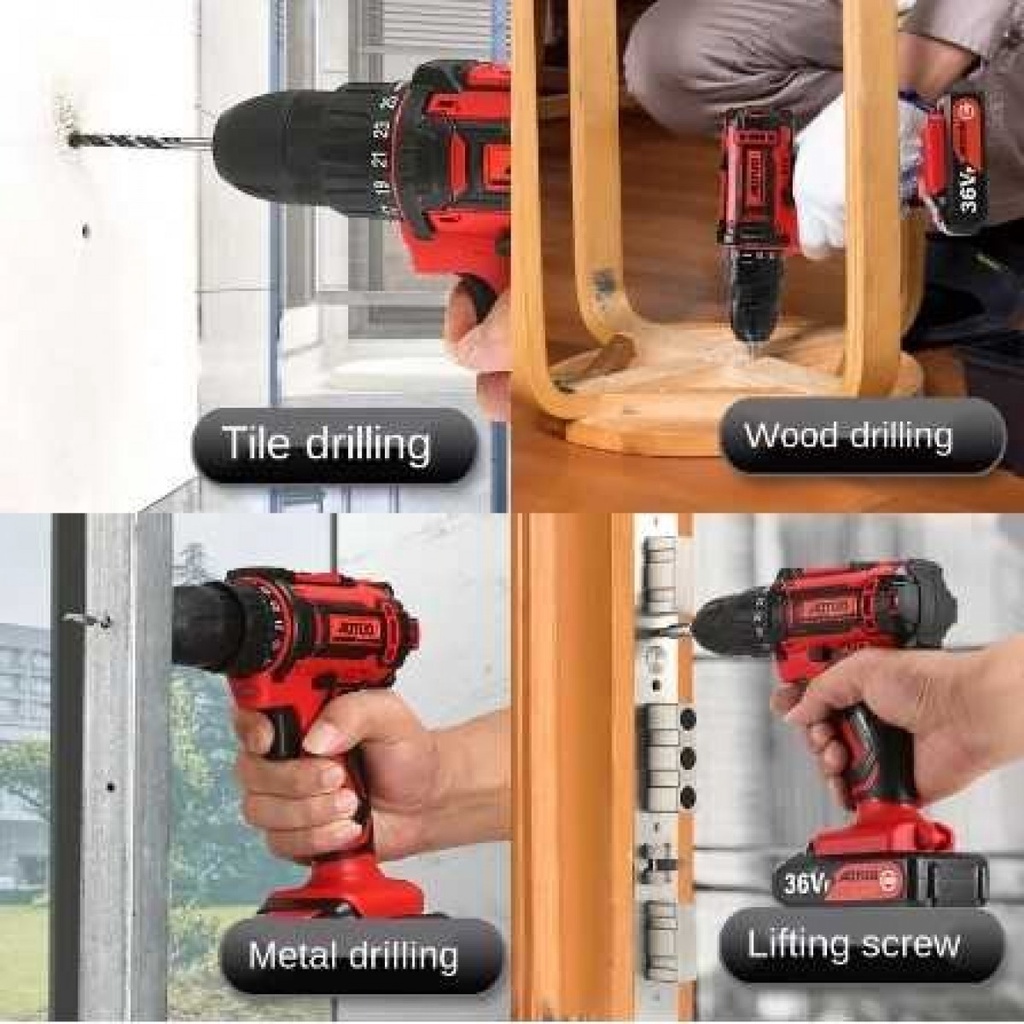 Mesin Bor Listrik Cordless Portable Drill Adjustable Rechargeable 12V