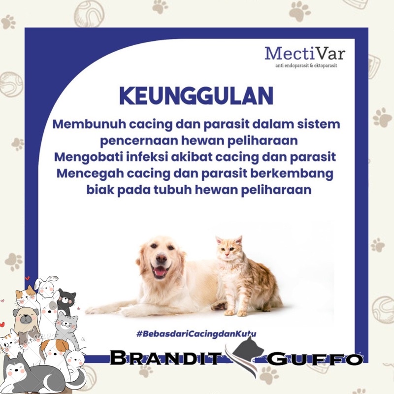 Mectivar obat anti parasit anti kutu caplak anjing kucing dog cat hewan