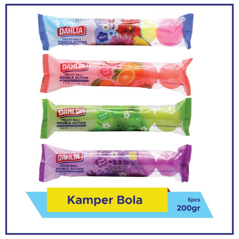 DAHLIA KAMPER WARNA FRESHENER TOILET BALL ISI 5 PCS