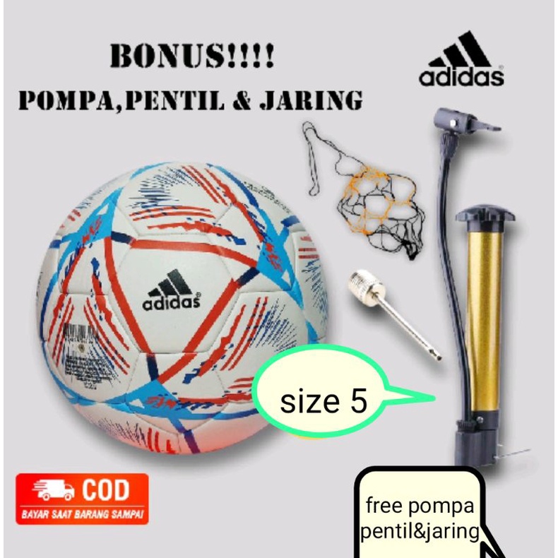 Bola Sepak Kaki Size 5 Import Press&amp;Jahit Mesin Combo Hemat