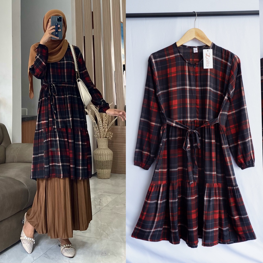 VANYA tunik by ZALFA OUTFIT / tunik motif / tunik rayon / tunik tartan