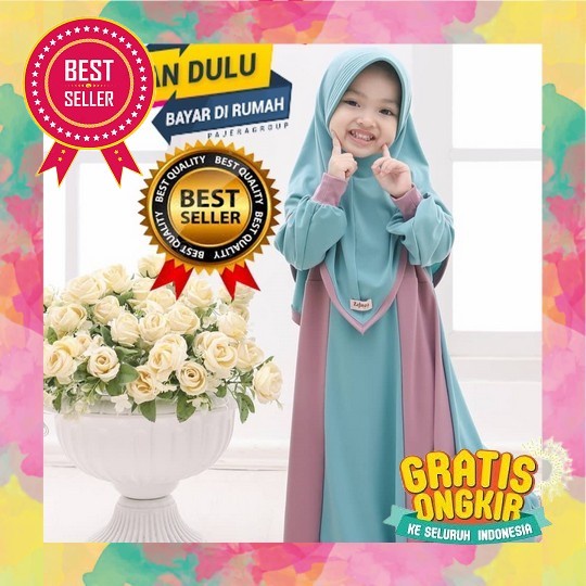 Dress Kids Bahan Crinkle Mango Import Gamis Anak Perempuan 5 S/D 11 Tahun Kekinian Viral Baju Muslim