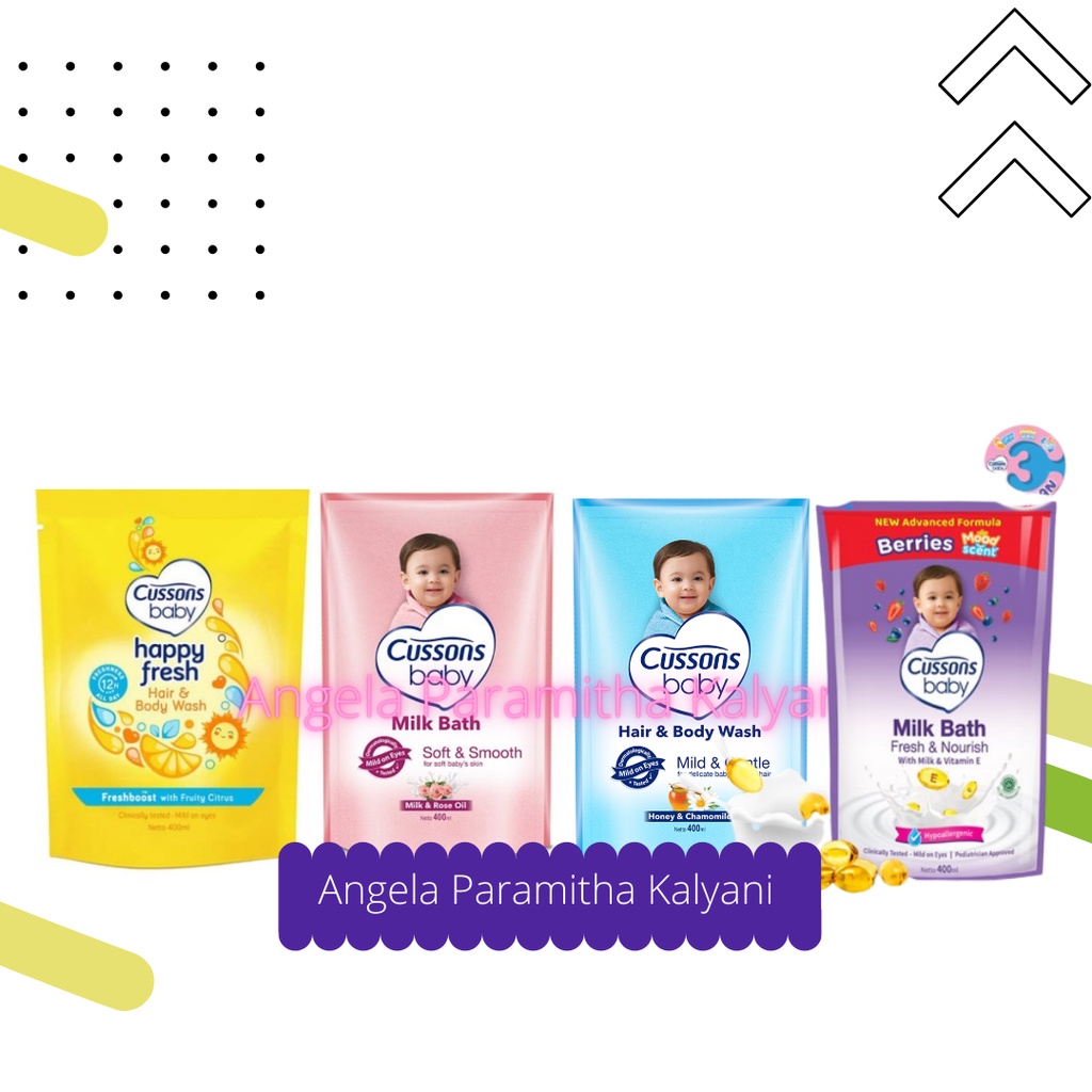 Cussons Baby Milk Bath / Happy Fresh 400ml / Soft &amp; Smooth cusson sabun Cair bayi Reffil Exp 2024