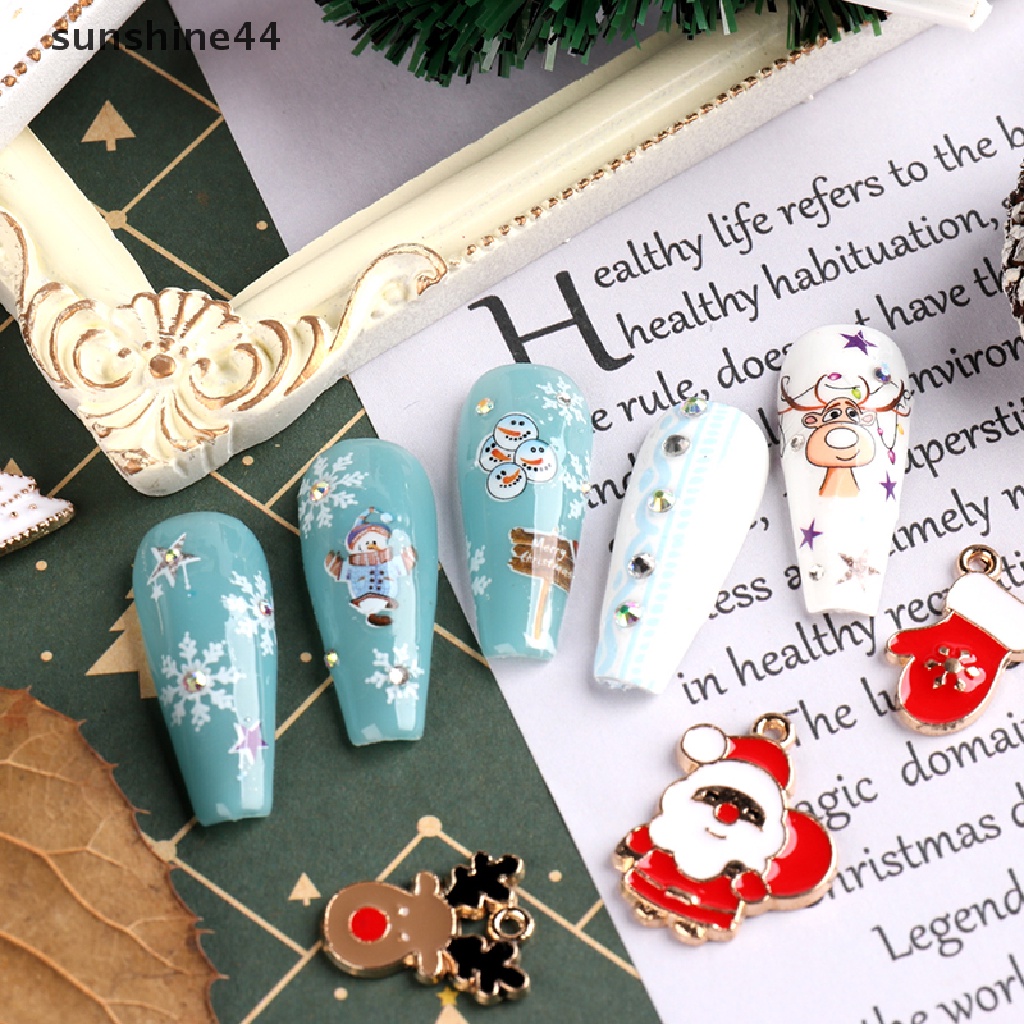 Sunshine 3D Stiker Kuku Natal Xmas Snowflakes Perekat Decals Nail Art Dekorasi.