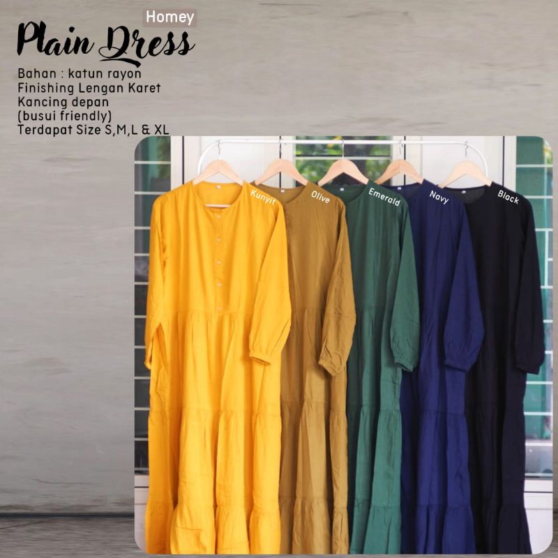 New - Homey Dress Polos Murah Gamis Dewasa Polos Jumbo Termurah Bahan Katun Rayon Premium Nyaman Dipakai | Bisa Cod