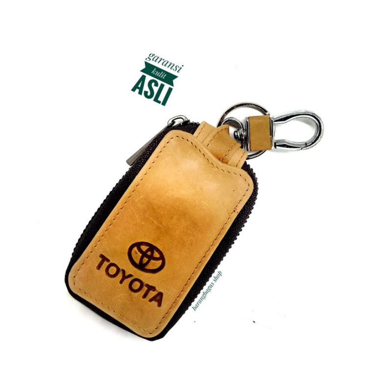 Dompet /Hardcase /Tempat Remote Mobil Kulit - Gantungan Logo TOYOTA