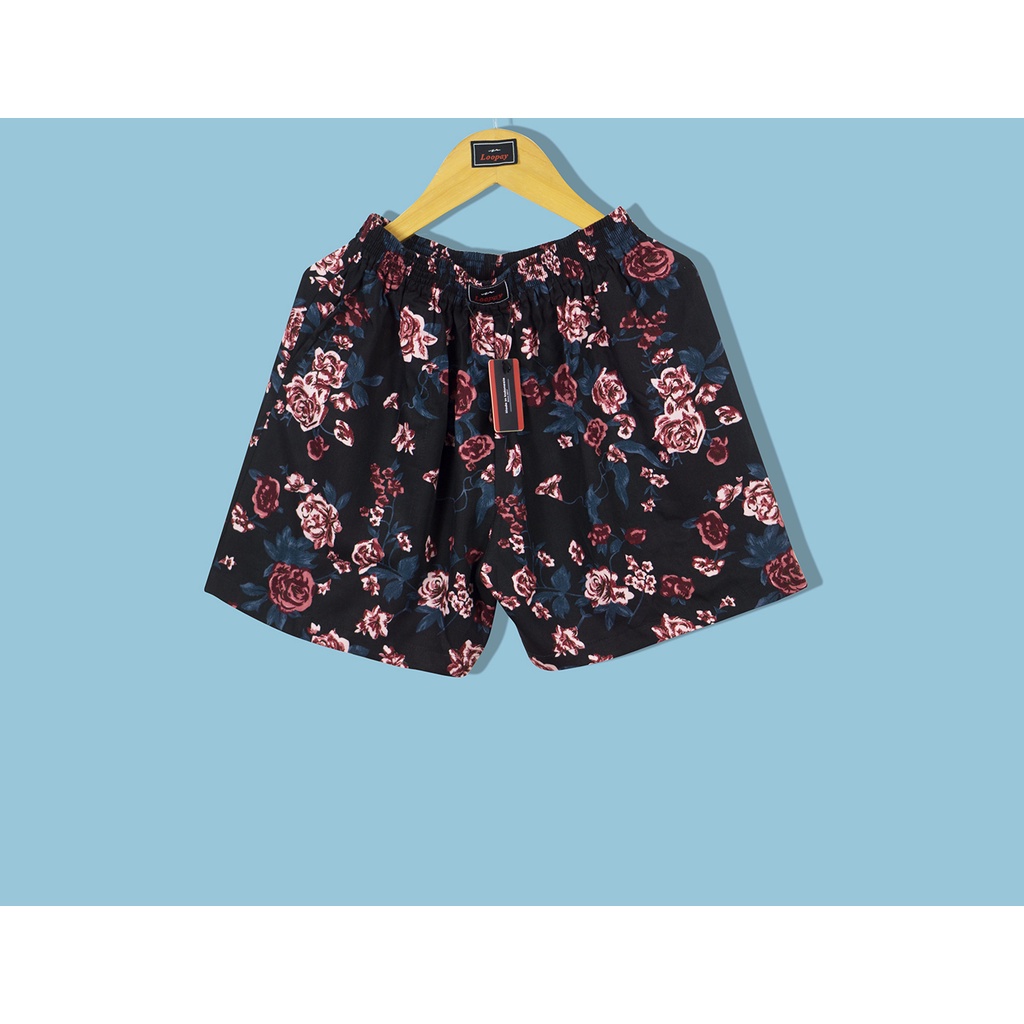 [COD] Ready  CELANA BOXER LOOPAY MOTIF DARK ROSE Original