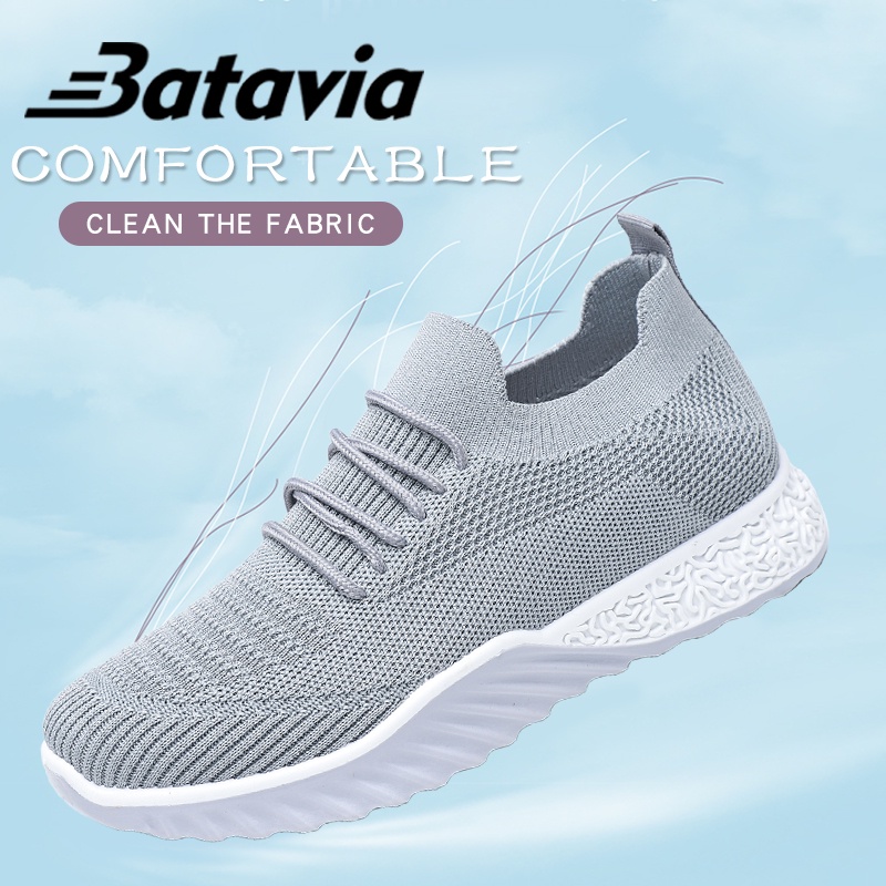 Batavia 2023 Soft bottom non-slip work shoes women's shoes fitness casual running sneakers black import baru sepatu kasual fashion sepatu lari anyaman terbang sepatu olahraga wanita N10