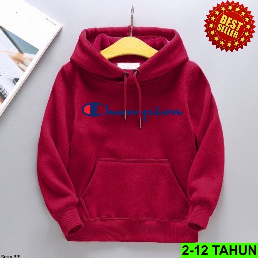 Champ Jumper Hoodie Anak II Jaket Hoodie Anak Viral Bahan Fleece Size M - XL ( Laki Laki &amp; Peremepuan )