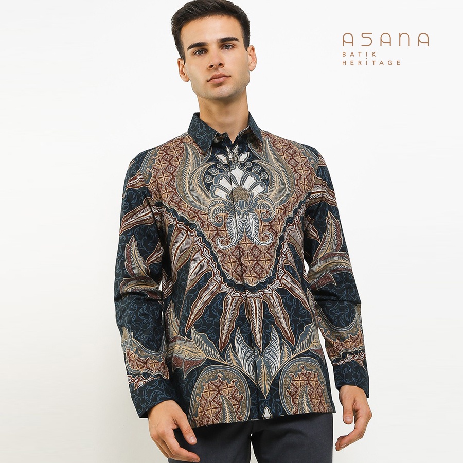 Kemeja Asana Batik Lengan Panjang Dalla - Navy