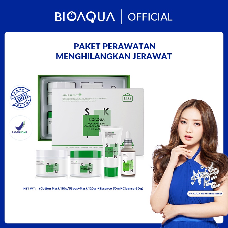 BIOAQUA Paket Acne obat jerawat dan bekas jerawat Totol Jerawat Set With Acne Serum/Oil Control Mask