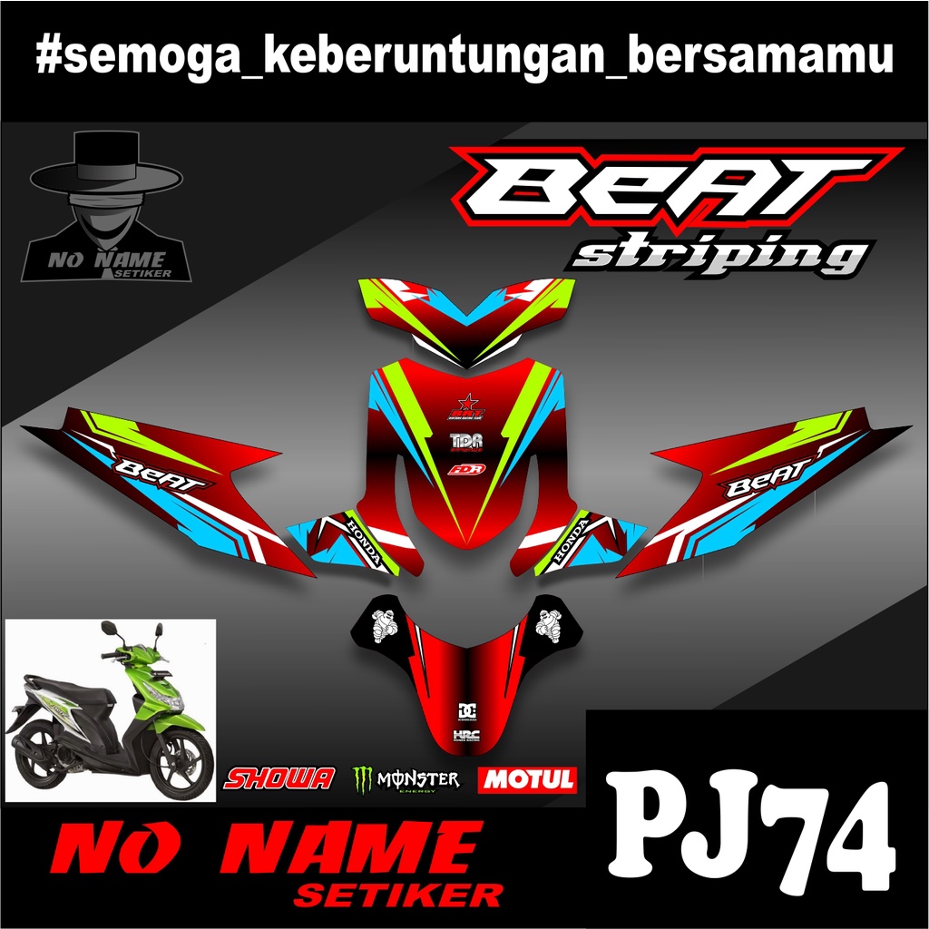 Striping Beat Karbu 2008 2009 2010 2011 2012 (pj74) full body Variasi Sticker Stiker Skotlet Motor Scotlite List