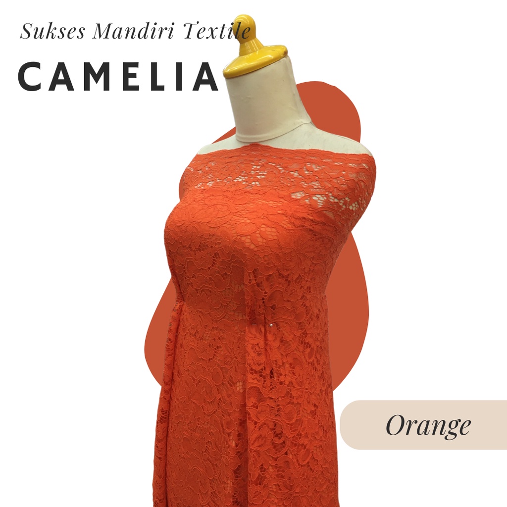[CAMELIA] Brukat Lembut Warna Orange Oren Jingga | Harga ½ meter = 50 cm (Bahan Dress Bridesmaid, Ko
