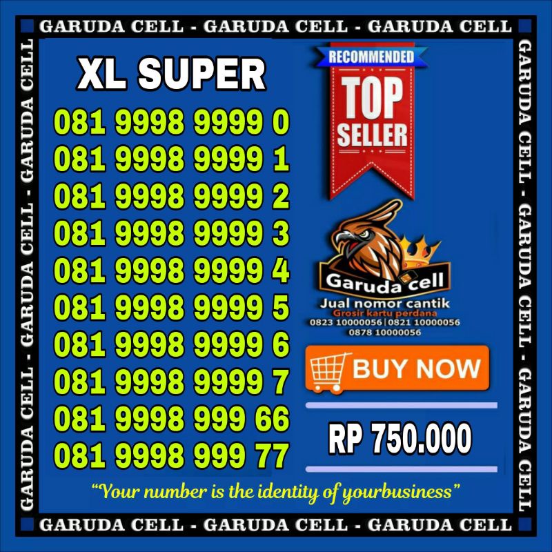 nomor cantik kartu perdana XL 4g 99999 super