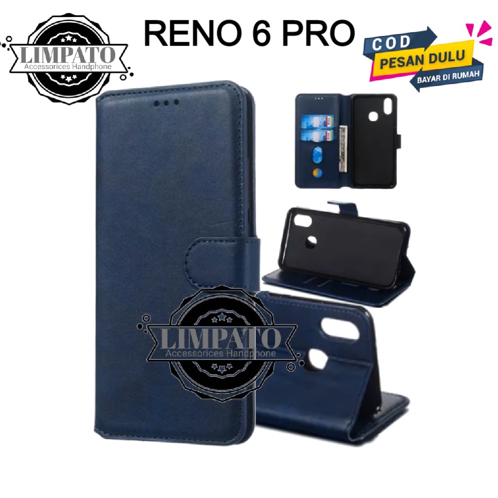 Case Dompet Kulit For Oppo Reno 6 Pro / Casing Oppo Reno 6 Pro Flip Wallet Leather Cover