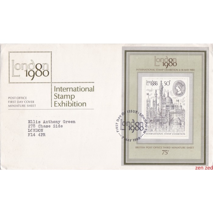 

A799 Prangko Inggris FDC 1980 International Stamps Exhibition 1 Pcs