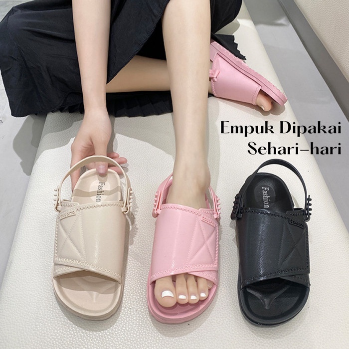 Sandal Wanita Slip On Casual &amp; Trendy Sendal Pesta Wanita Flat Import