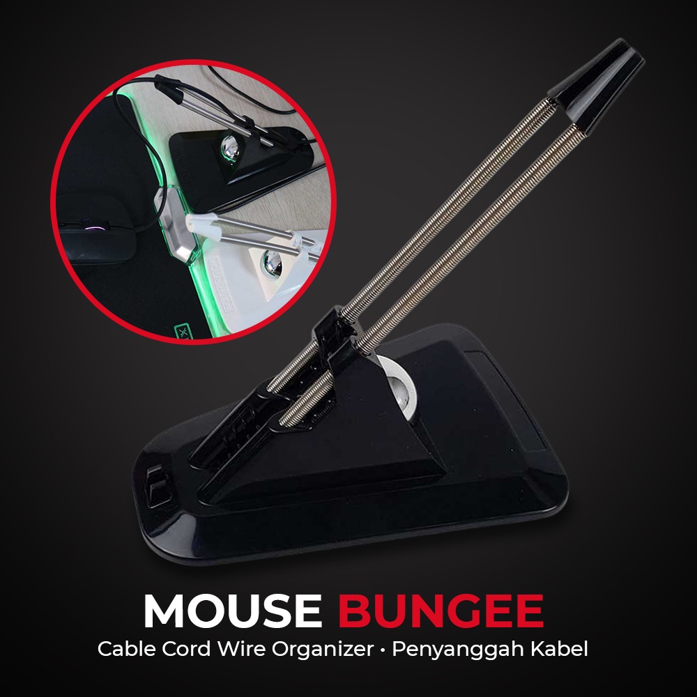 G-ORIi Mouse Bungee Cable Cord Wire Organizer Penyanggah Kabel Caa1 Black Or-i