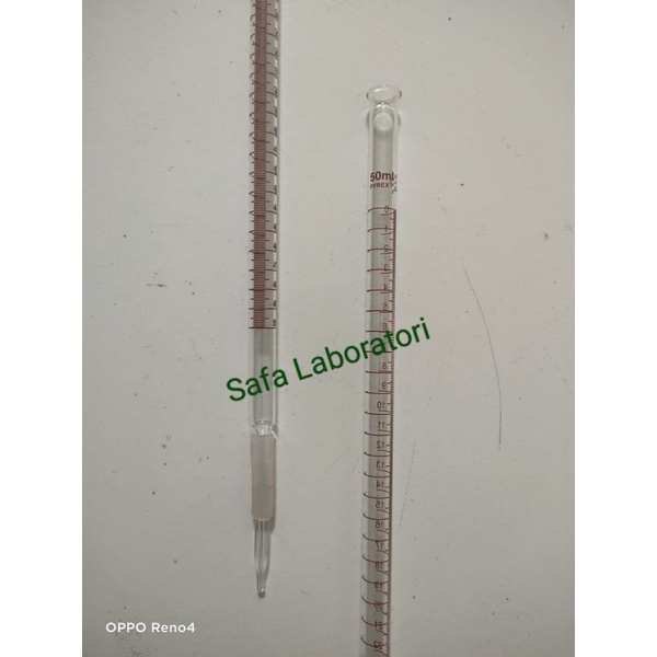 Buret Alkali 50ml / Buret Lurus Tanpa Kran 50ml Pyrex