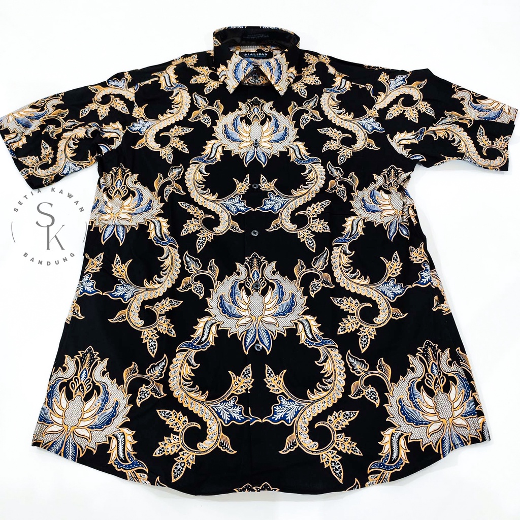 Kemeja ALISAN Corak Batik Print Regular Lengan PENDEK ( seri 00317B )