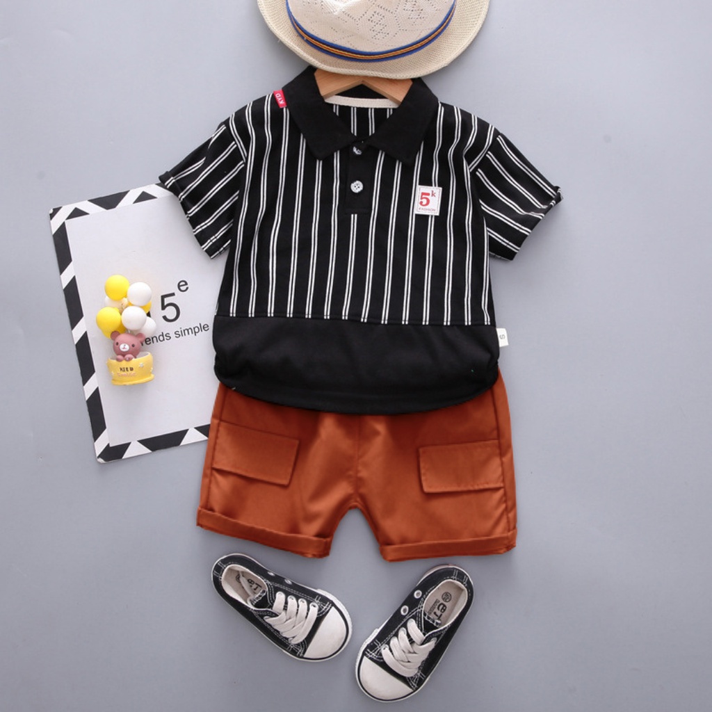 LittleAaron SET 5KF Setelan Bayi Laki-laki Lengan Pendek Baju Anak Laki Laki