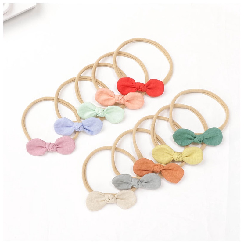 SOFT NON-TRACE PREMIUM BABY TODDLER SMALL BOW RIBBON CUTE HEADBAND HAIRBAND BENDO BANDO BANDANA PITA ANAK BALITA BAYI COTTON NYLON LACE EMBROIDERY AKSESORIS KARET RAMBUT WARNASOLID POLOS PASTEL LEMBUT KOREA KOREAN STYLE