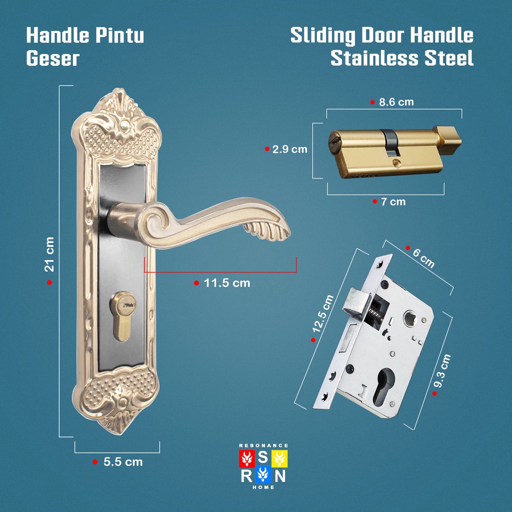 Set Gagang Pintu Rumah Antik Motif Daun / Resonance Home