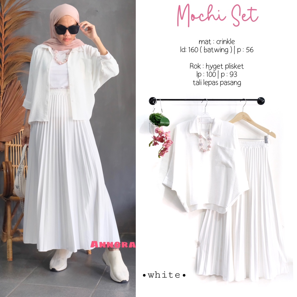 MOCHI SET BY ANNORA BAHAN CRINKLE BATWING ROK HYGET PLISKET ONESET
