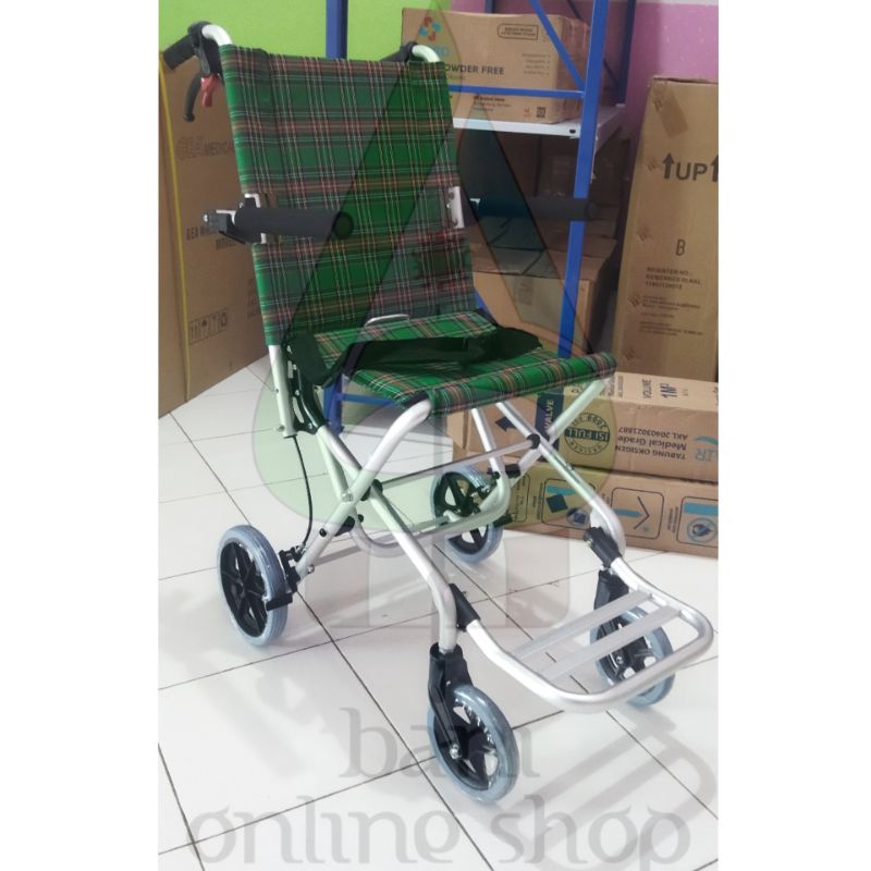 Kursi Roda Travelling Sellaco Lipat Travelling Wheelchair DY01903LB Bonus Tas Motif Kotak-Kotak Warn