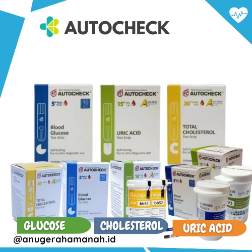 Alat Test Strip Autocheck kadar Gula Darah+Asam Urat+Kolesterol