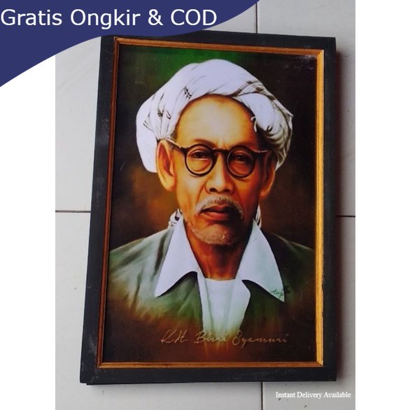 hiasan dinding poster KH Bisri Syansuri plus bingkai ukuran 53×35
