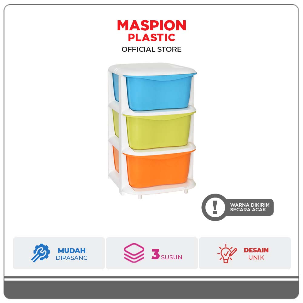 Maspion Lemari Pakaian Plastik Susun 3 Tower Container S3