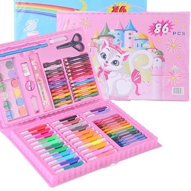 

바 Stationary Set isi 86 pcs Pensil Crayon Warna Cat Air / Perlengkapan Sekolah Menggambar Anak / Alat Warna Trendy