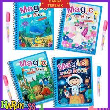 

Mainan Anak Magic Water Book Buku Air Gambar Warna Free Pena Edukasi HAPPINES