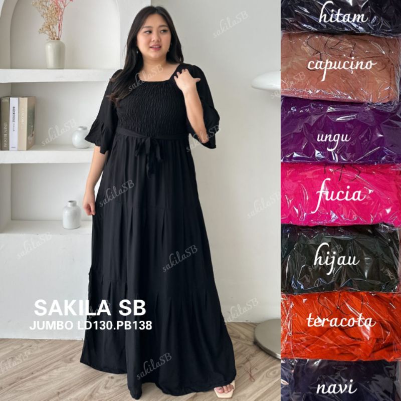 dress sakila jumbo polos bigsize sabrina canda premium