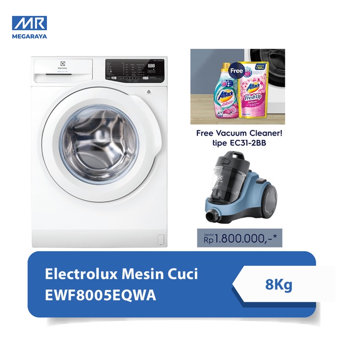 ✿ BISA COD✿ Electrolux Mesin Cuci EWF8005EQWA / EWF-8005-EQWA / EWF8005-EQWA 8Kg