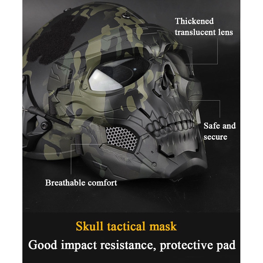 WoSporT Masker Motor Topeng Airsoft Gun Full Face Skull - MA-110 - Black - 7RSE4LBK