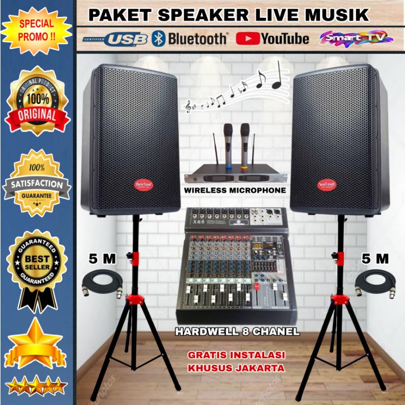 Jual Paket Sound System Live Musik Speaker Aktif Baretone Max Hd