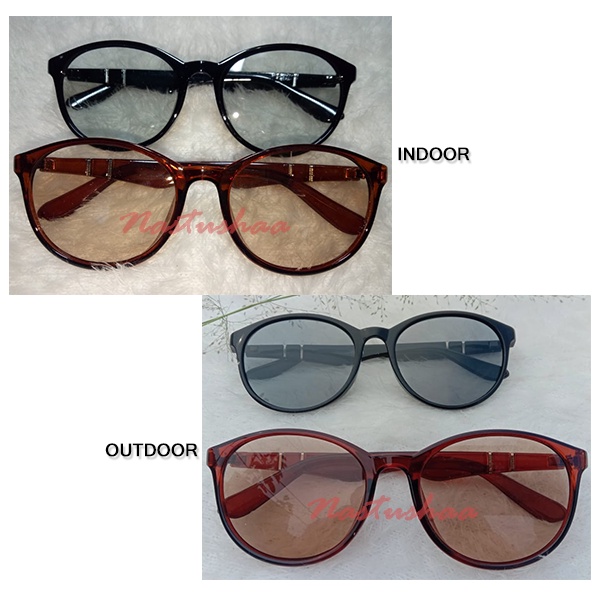 Kacamata Photocromic Wanita dan Pria Bingkai Plastik Oval Kacamata Berubah Warna Photochromic Unisex NOCASE