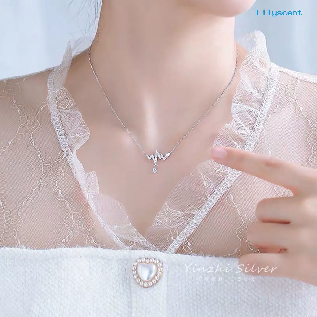 Ls Kalung Wanita Geometris Artistik Hati Ekg Liontin Alloy Necklace Untuk Pesta